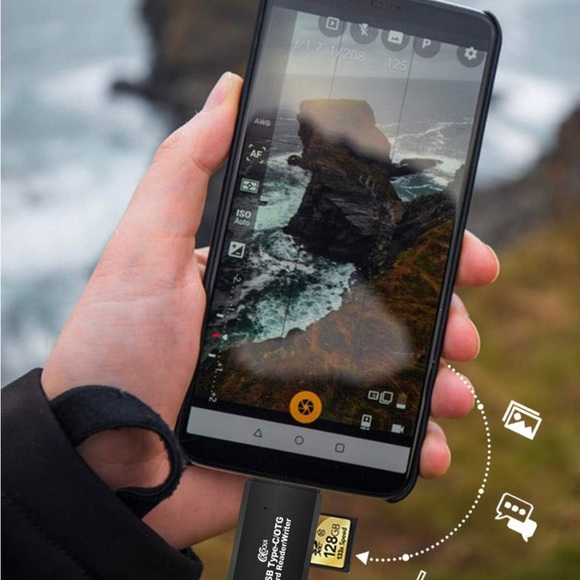 COCOCKA SD Card Reader, 3 in 1 USB-C USB-A Micro USB Camera Memory Card Reader - Picture 2 of 8